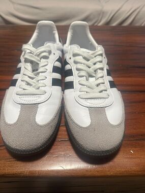 adidas Samba White Black Grey Leather & Suede Sneakers